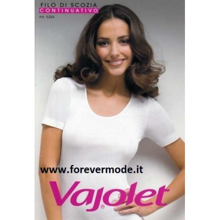 Maglia donna Vajolet manica corta in filoscozia e bordi in raso