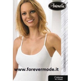 Canottiera donna Antonella in cotone liscia, spallini in cotone 2