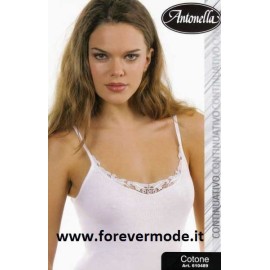 Canottiera donna Antonella in jersey di cotone e pizzo macramè 2