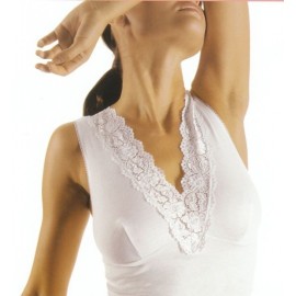 Canottiera donna Filam a spalla larga in cotone con forma del seno e pizzo