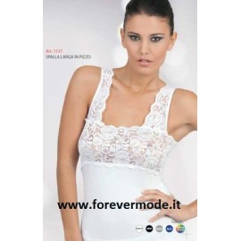 Canotta donna Egi in modal elasticizzato con balza in pizzo
