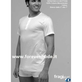 T-Shirt uomo Fragi manica corta a serafino 3 bottoni in cotone mercerizzato