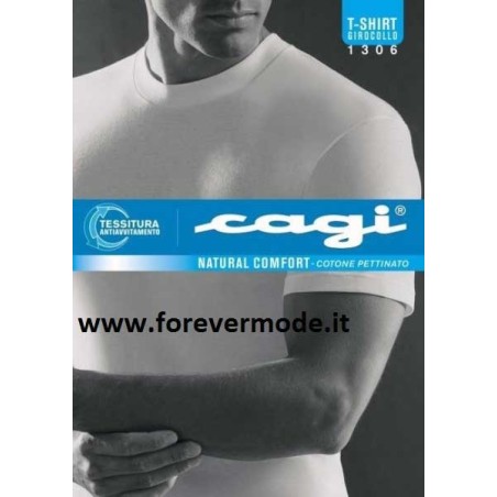T-shirt uomo Cagi girocollo in cotone senza cuciture ai fianchi