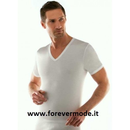 3 T-shirt uomo Liabel mezza manica in puro cotone, scollo a V