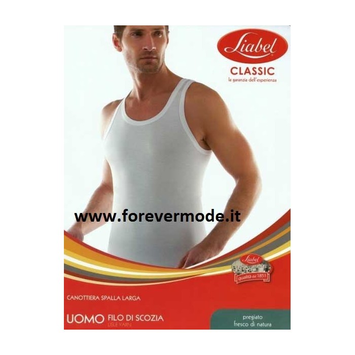 Canottiera uomo Liabel a spalla larga in fresco filo di scozia