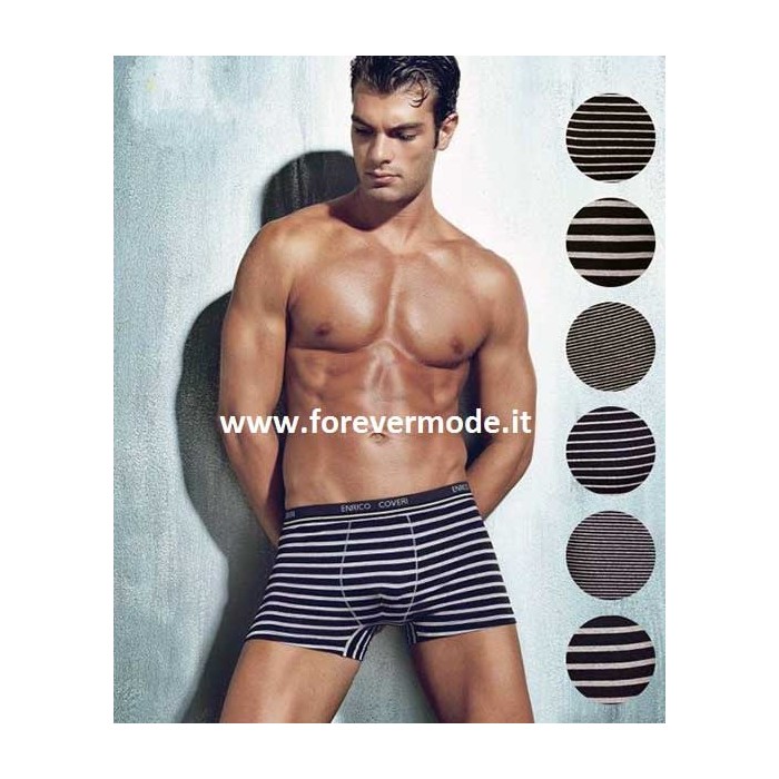 3 Boxer uomo Coveri in cotone rigato ed elastico esterno logato