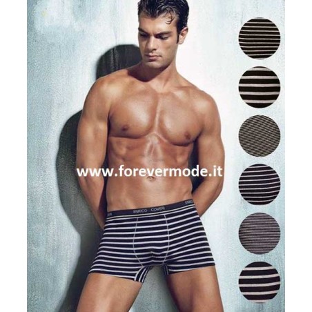 3 Boxer uomo Coveri in cotone rigato ed elastico esterno logato