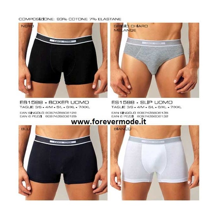 6 Slip uomo Coveri cotone bi-elastico con elastico logo