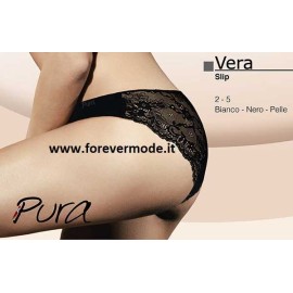 Slip donna Pura in microfibra liscia davanti e pizzo dietro