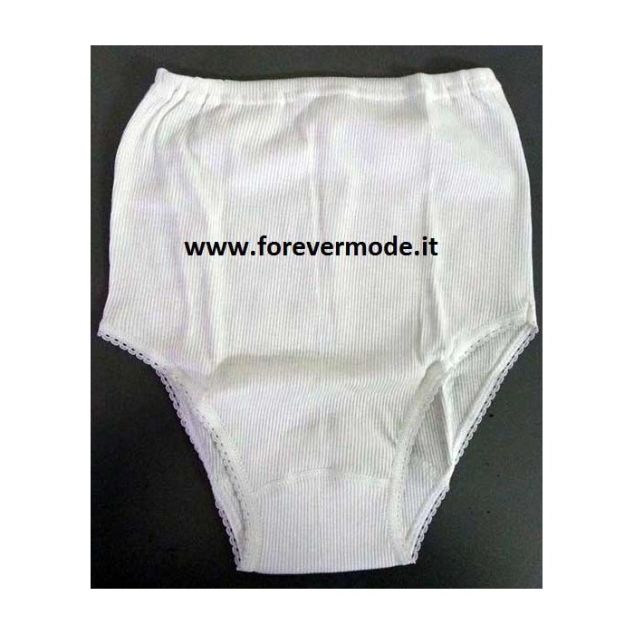 6 Slip culotte donna Moretta in cotone costina, sgambature pizzo