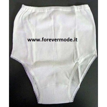6 Slip culotte donna Moretta in cotone costina, sgambature pizzo