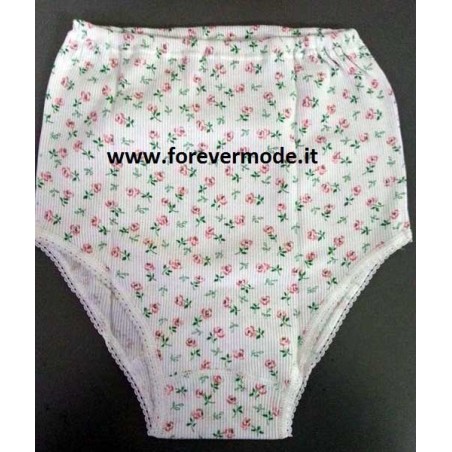 6 Slip culotte donna Moretta in cotone costina, sgambature pizzo