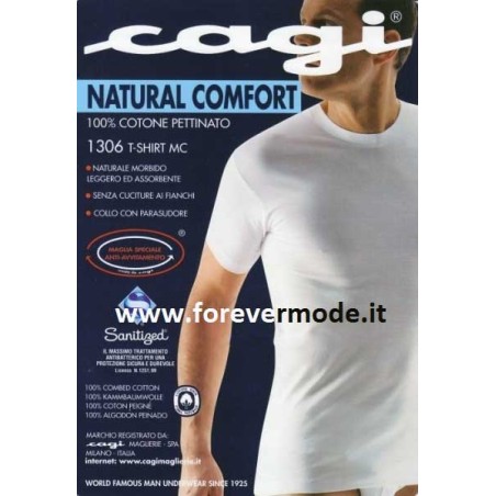 T-shirt uomo Cagi girocollo in cotone senza cuciture ai fianchi