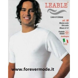 3 T-shirt uomo Leable manica corta a girocollo con cotone dentro e calda lana fuori