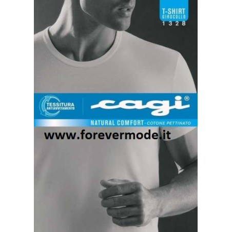 T-shirt uomo Cagi manica corta con girocollo basso in puro cotone pettinato