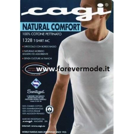 T-shirt uomo Cagi manica corta con girocollo basso in puro cotone pettinato