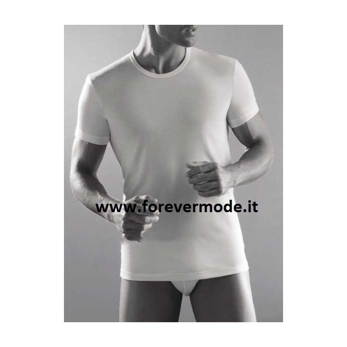 T-shirt uomo Cagi manica corta con girocollo basso in puro cotone pettinato