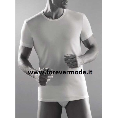 T-shirt uomo Cagi manica corta con girocollo basso in puro cotone pettinato