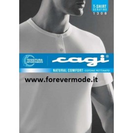 T-shirt maglia uomo Cagi manica corta a serafino in puro cotone pettinato