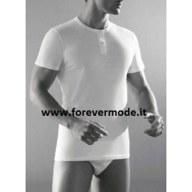 T-shirt maglia uomo Cagi manica corta a serafino in puro cotone pettinato 2