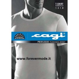 T-shirt uomo Cagi manica corta a girocollo in leggero filo di Scozia senza cuciture ai lati