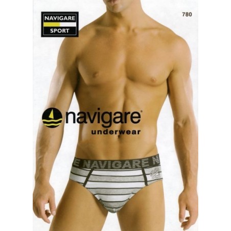 3 Slip uomo Navigare in cotone a righe, elastico esterno loggato