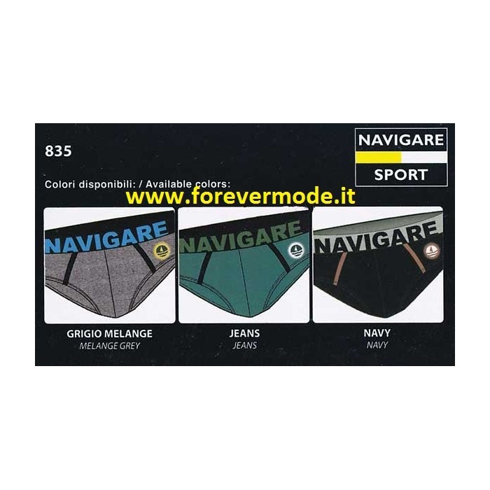 3 Slip uomo Navigare in cotone con bande elastico esterno logato
