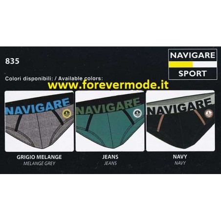 3 Slip uomo Navigare in cotone con bande elastico esterno logato