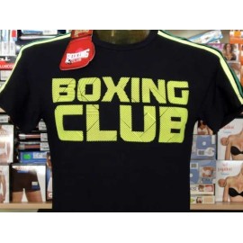 T-shirt maglia uomo Boxing manica corta a girocollo con bande e stampa logo fluo