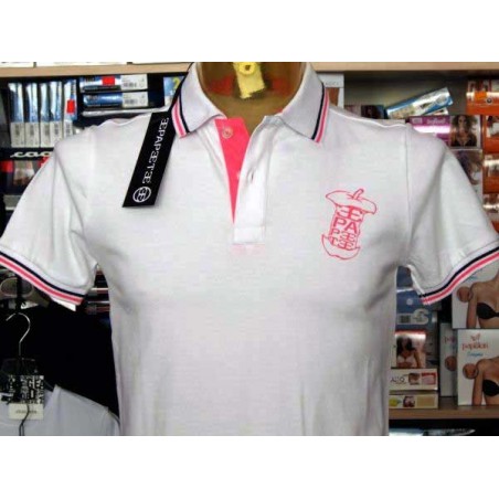 Polo uomo Papeete con logo frontale a mela e stampa sul collo