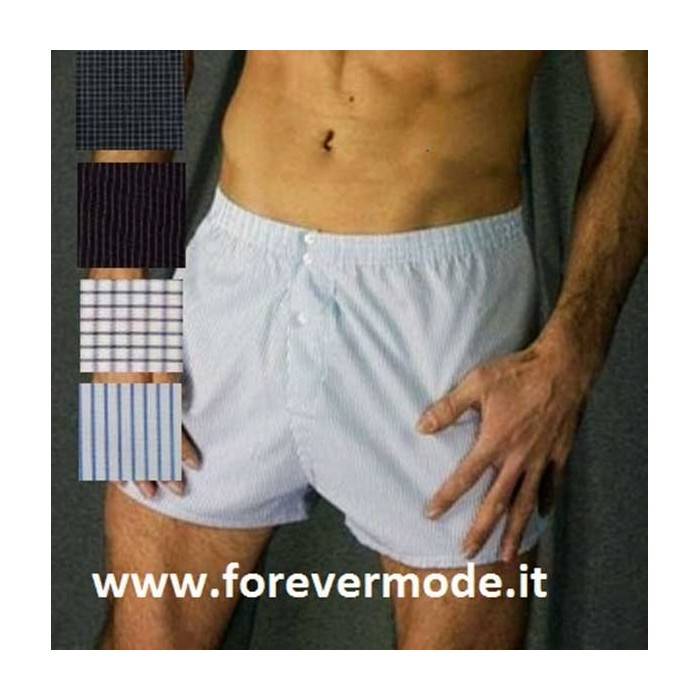 Boxer uomo Olimpia in cotone stoffa tinta in filo con apertura a 3 bottoni