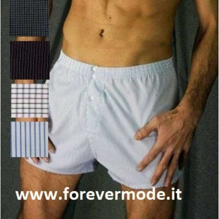 Boxer uomo Olimpia in cotone stoffa tinta in filo con apertura a 3 bottoni
