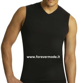 T-Shirt uomo Axiom smanicato in cotone elasticizzato con scollo a V piccolo