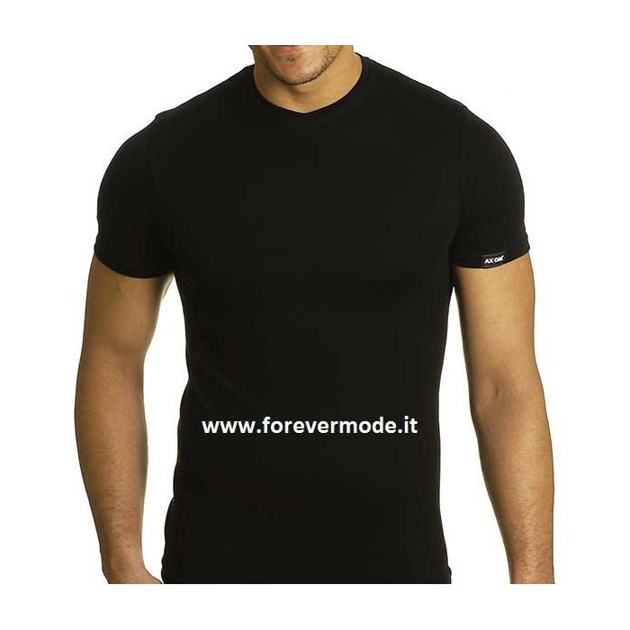 2 T-Shirt uomo Axiom manica corta con scollo a V piccolo in cotone elasticizzato con logo