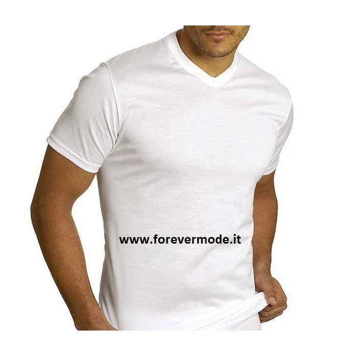 T-Shirt uomo Axiom manica corta con scollo a V alto in fresco filo di scozia