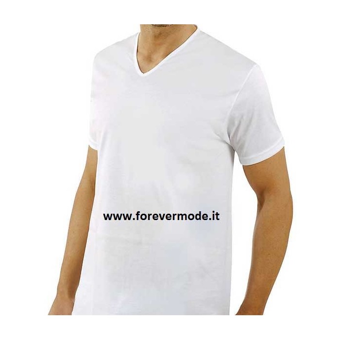3 T-Shirt uomo Axiom manica corta con scollo a V largo in fresco filo di scozia