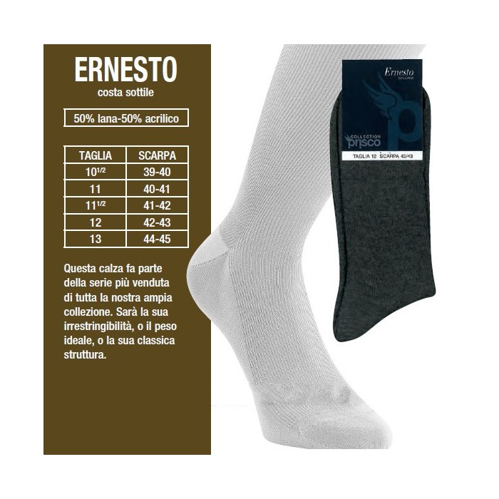 6 Calze calzini uomo Prisco corte in misto lana a costina 1/1
