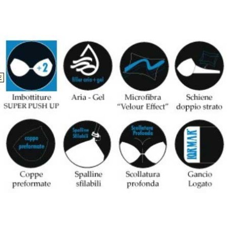 Reggiseno donna Lormar super push up con imbottitura aria gel