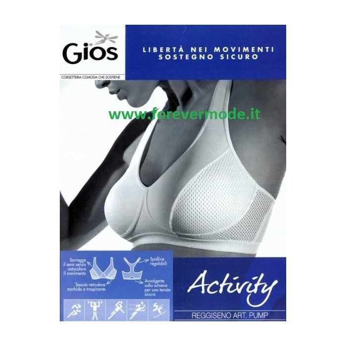 Reggiseno donna Gios sportivo incrociato in microfibra traspirante e cotone