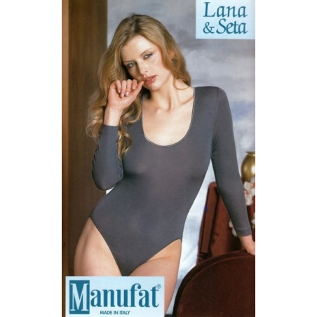 Body donna Manufat o MBV manica lunga in lana-seta, profili raso