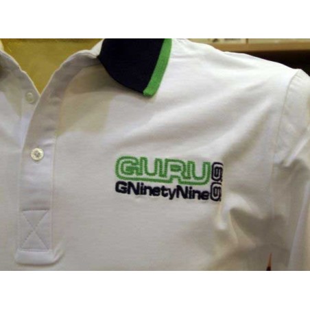 Polo uomo Guru logo frontale ricamato e stampa sul collo