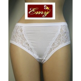 3 Slip donna Emy alte in cotone modal e pizzo, elastici tubolari
