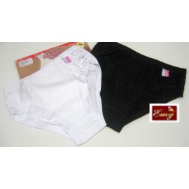 3 Slip donna Emy cotone modal operato e pizzo,elastici tubolari