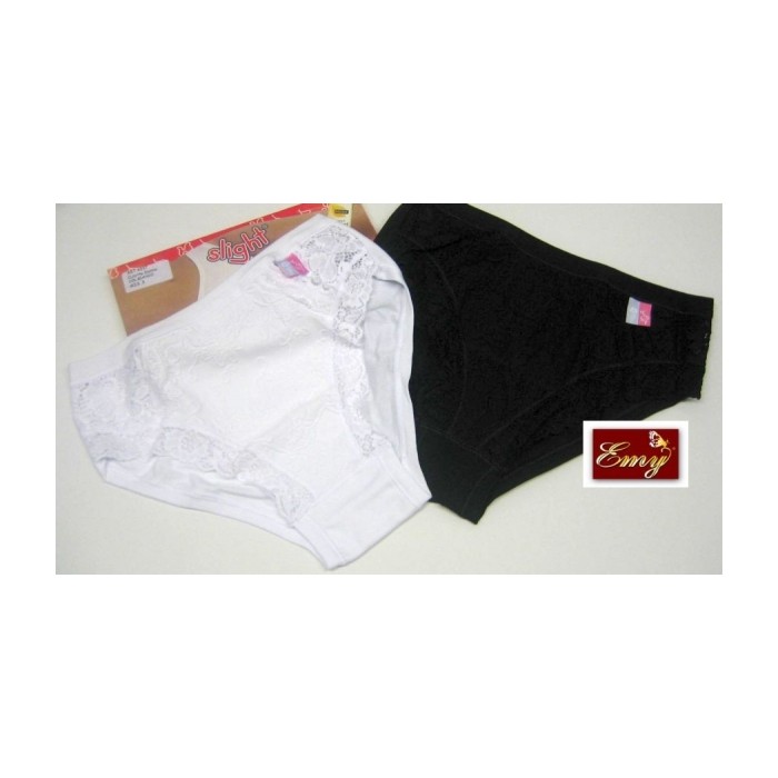 3 Slip donna Emy cotone modal operato e pizzo,elastici tubolari