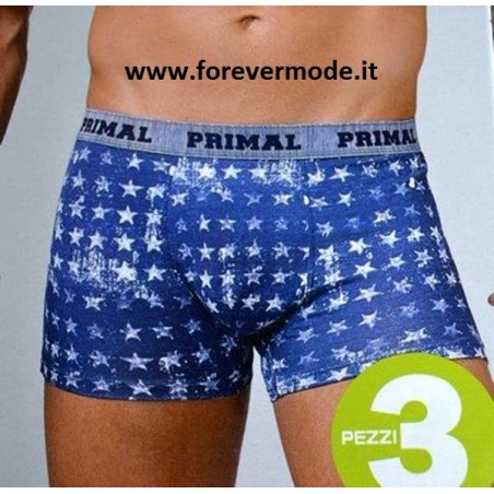 3 Slip uomo Primal, cotone fantasia con elastico esterno logato