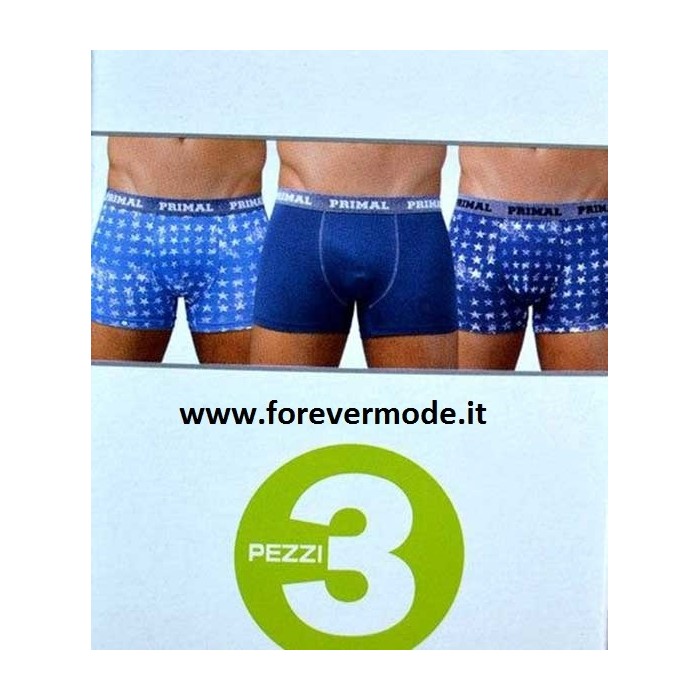 3 Slip uomo Primal, cotone fantasia con elastico esterno logato