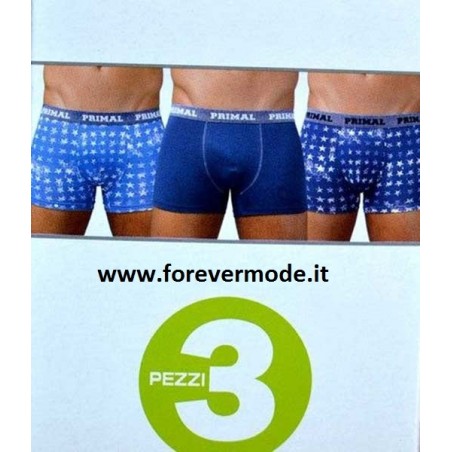 3 Slip uomo Primal, cotone fantasia con elastico esterno logato