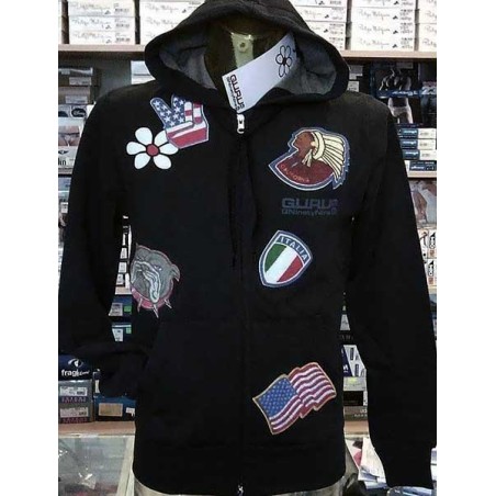 Felpa uomo Guru con stampe frontali, tasche e cappuccio