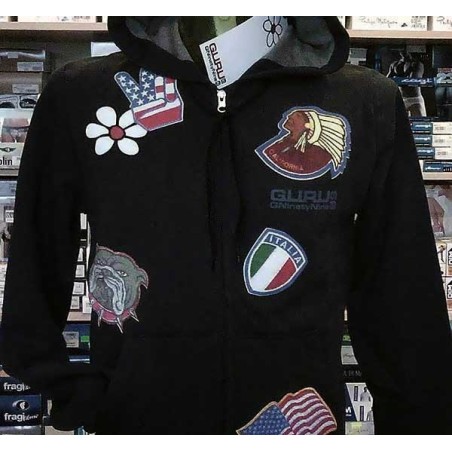 Felpa uomo Guru con stampe frontali, tasche e cappuccio