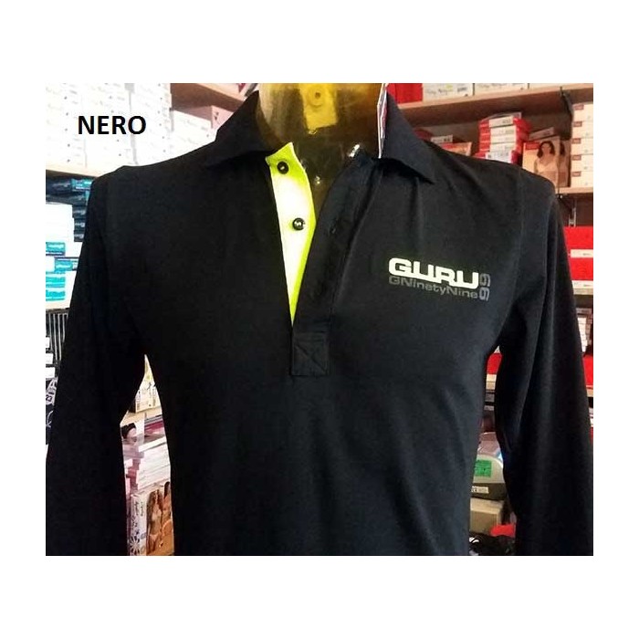 Polo uomo Guru con logo frontale e stampa sul collo fluo